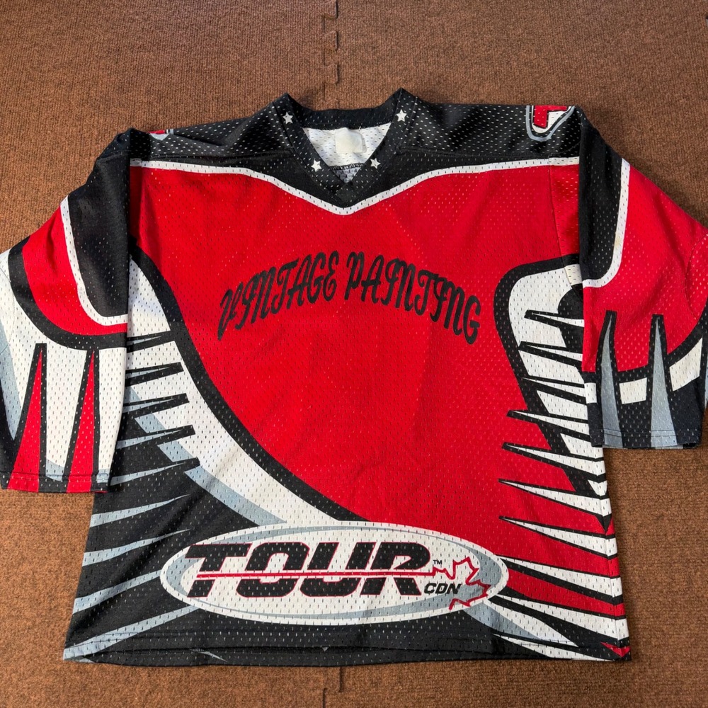 Tour‎ CDN Roller Hockey Jersey Mens XL Red Black Vintage Painting Graphic 16